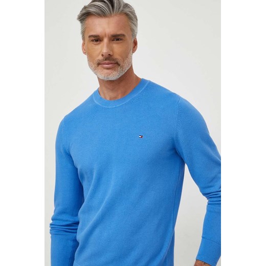 Tommy Hilfiger sweter bawełniany kolor niebieski lekki MW0MW33511 ze sklepu ANSWEAR.com w kategorii Swetry męskie - zdjęcie 166672313