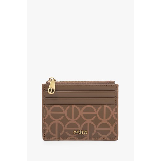 Estro: Mały brązowy portfel damski na dokumenty ze skóry naturalnej ze sklepu Estro w kategorii Portfele damskie - zdjęcie 166673174