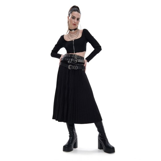 Cropp - Czarna spódnica midi z plisami - czarny Cropp L promocyjna cena Cropp
