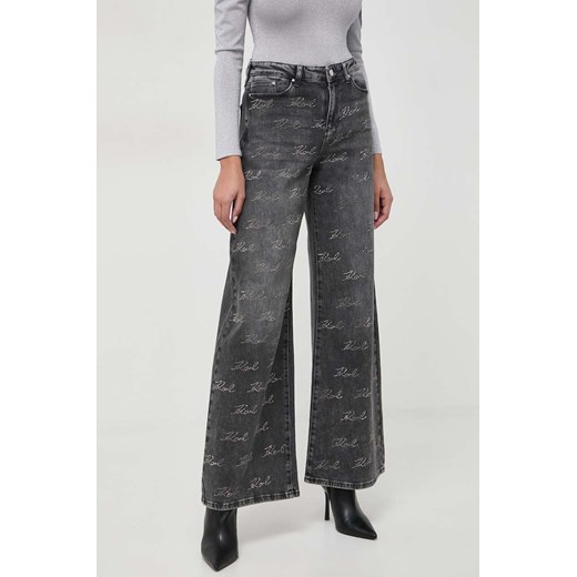 Karl Lagerfeld jeansy damskie kolor szary ze sklepu ANSWEAR.com w kategorii Jeansy damskie - zdjęcie 166686114