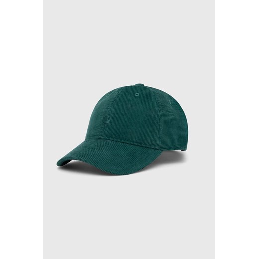 Carhartt WIP czapka z daszkiem sztruksowa Harlem Cap kolor zielony gładka I028955.1XHXX ze sklepu PRM w kategorii Czapki z daszkiem damskie - zdjęcie 166690172