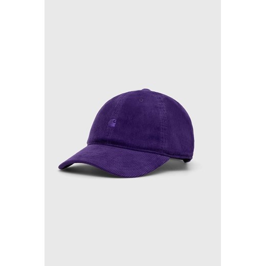 Carhartt WIP czapka z daszkiem sztruksowa Harlem Cap kolor fioletowy gładka I028955.1Y5XX ze sklepu PRM w kategorii Czapki z daszkiem damskie - zdjęcie 166690174