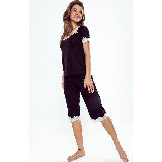 Wiskozowa piżama z krótkim rękawkiem i spodniami 3/4 Aster, Kolor czarno-ecru, Rozmiar S, Eldar ze sklepu Primodo w kategorii Piżamy damskie - zdjęcie 166695754