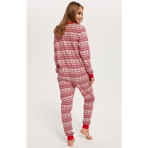 Kombinezon damski piżama jednoczęściowa w norweski wzór Alaska, Kolor czerwony-wzór, Rozmiar L, Italian Fashion ze sklepu Primodo w kategorii Piżamy damskie - zdjęcie 166696042