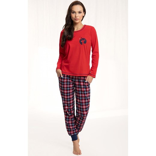 Luna bawełniana piżama damska czerwona z reniferem 625, Kolor czerwony-wzór, Rozmiar 3XL, Luna ze sklepu Primodo w kategorii Piżamy damskie - zdjęcie 166697264
