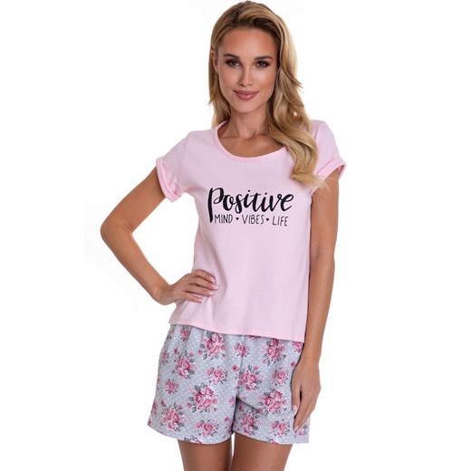 Susan 01 bawełniana piżama damska z krótkim rękawem i krótkimi nogawkami, Kolor róż pudrowy, Rozmiar S, myMaDo ze sklepu Primodo w kategorii Piżamy damskie - zdjęcie 166697540