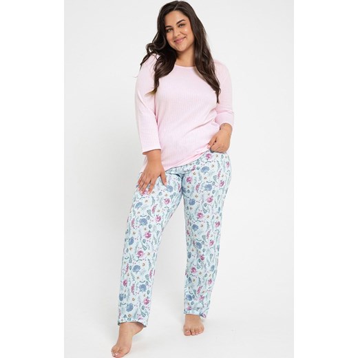 Bawełniana piżama damska Plus Size Amora 3008, Kolor różowy-wzór, Rozmiar XXL, Taro ze sklepu Primodo w kategorii Piżamy damskie - zdjęcie 166697920