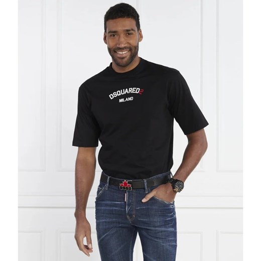 Czarny t-shirt męski Dsquared2 z krótkimi rękawami 