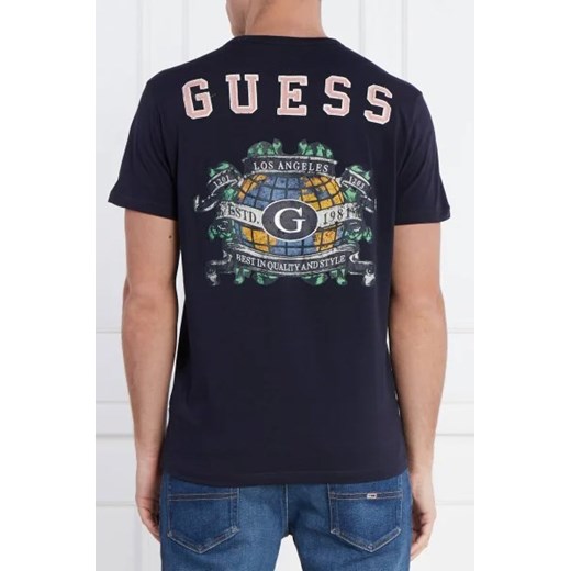 T-shirt męski czarny Guess casualowy z krótkim rękawem 