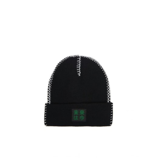 Cropp - Czarna dzianinowa czapka z obszyciem - czarny ze sklepu Cropp w kategorii Czapki zimowe damskie - zdjęcie 166701414