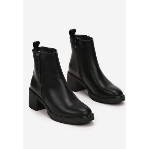 Czarne Botki na Słupku z Suwakiem Nusem Renee 38 okazja renee.pl