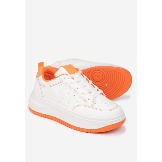 Biało-Pomarańczowe Sneakersy Sznurowane na Platformie Kior Renee 39 okazyjna cena renee.pl