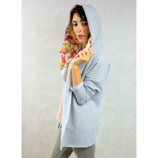 dresowa narzutka w kwiaty, bluza mybaze-com bialy kwiatowy