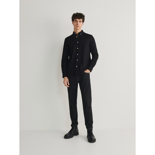Reserved - Koszula regular z bawełny - czarny ze sklepu Reserved w kategorii Koszule męskie - zdjęcie 166759990