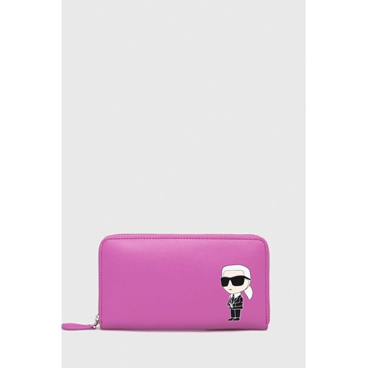 Karl Lagerfeld portfel skórzany kolor różowy ze sklepu ANSWEAR.com w kategorii Portfele damskie - zdjęcie 166766381