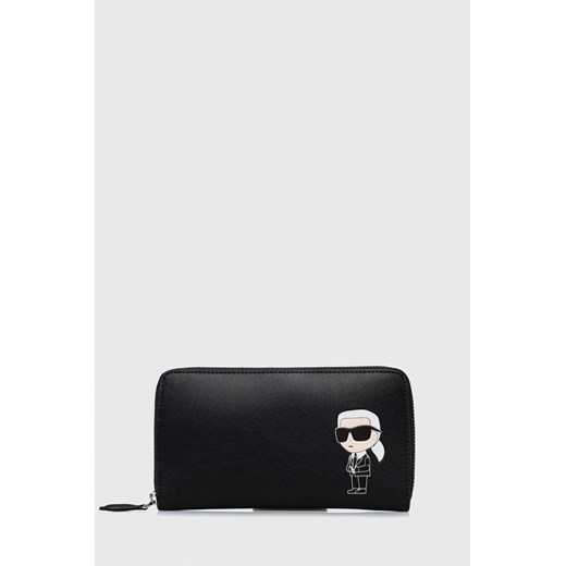 Karl Lagerfeld portfel skórzany kolor czarny ze sklepu ANSWEAR.com w kategorii Portfele damskie - zdjęcie 166766394