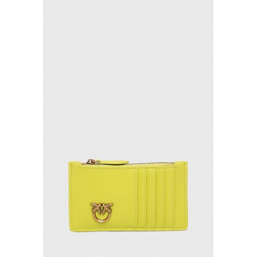 Pinko portfel skórzany kolor żółty 100251.A0GK ze sklepu ANSWEAR.com w kategorii Portfele damskie - zdjęcie 166766664