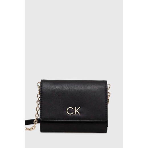 Calvin Klein portfel damski kolor czarny ze sklepu ANSWEAR.com w kategorii Portfele damskie - zdjęcie 166767410