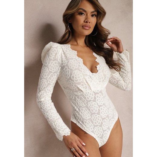 Białe Body z Koronkowym Zdobieniem Vendi ze sklepu Renee odzież w kategorii Bluzki damskie - zdjęcie 166769144