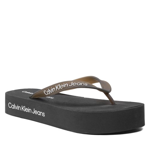 Japonki Calvin Klein Jeans Beach Sandal Flatform Logo YW0YW01092 Black/Bright 39 eobuwie.pl