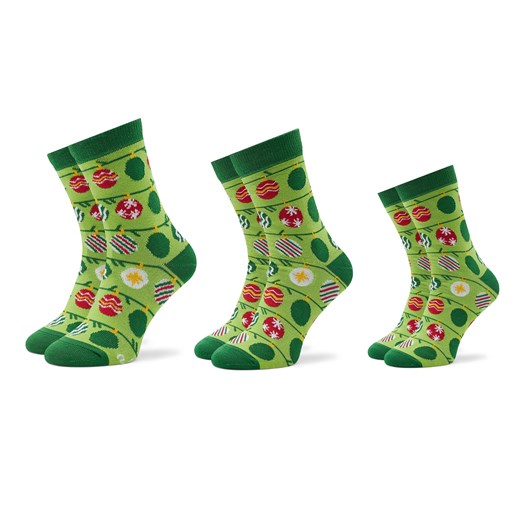 Zestaw 3 par wysokich skarpet unisex Rainbow Socks Xmas Balls Zielony Rainbow Socks 30/46 MIX eobuwie.pl