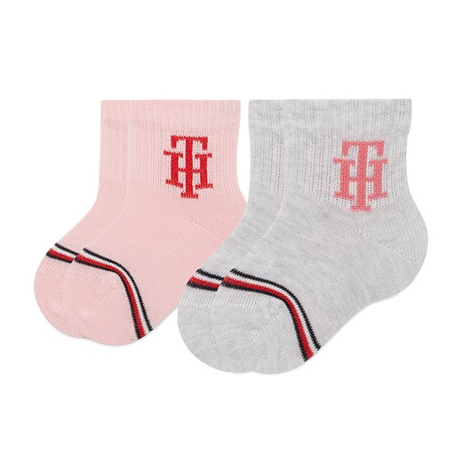 Zestaw 2 par wysokich skarpet dziecięcych Tommy Hilfiger 701220276 Pink Combo Tommy Hilfiger 15/18 eobuwie.pl