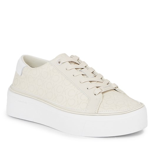 Sneakersy Calvin Klein Flatform Cupsole Lace Up-Epi Mn HW0HW01670 Dk Ecru Mono Calvin Klein 41 eobuwie.pl