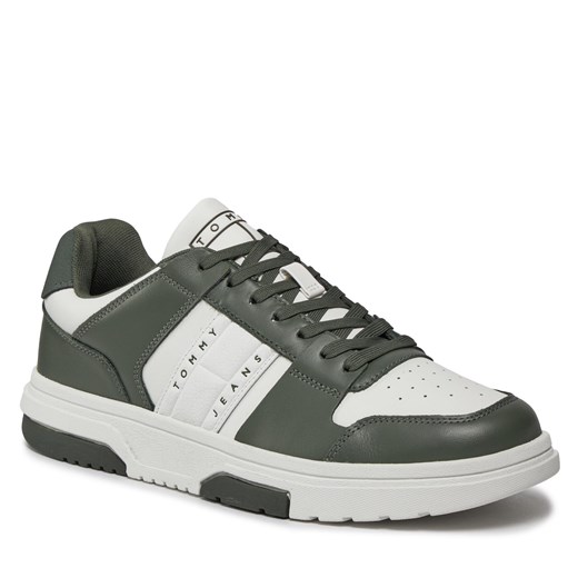 Sneakersy Tommy Jeans Tjm Leather Cupsole 2.0 EM0EM01283 Pewter Green/ Ecru 0K4 Tommy Jeans 40 wyprzedaż eobuwie.pl