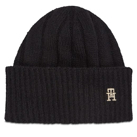 Czapka Tommy Hilfiger Th Timeless Beanie AW0AW15307 Black BDS ze sklepu eobuwie.pl w kategorii Czapki zimowe damskie - zdjęcie 166789311