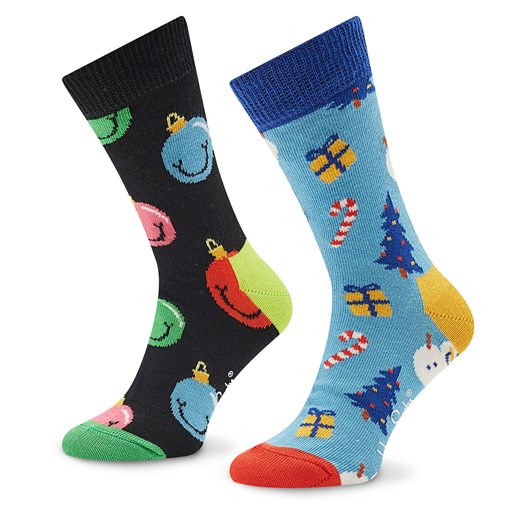 Zestaw 2 par wysokich skarpet dziecięcych Happy Socks XKHLD02-0200 Kolorowy ze sklepu eobuwie.pl w kategorii Skarpetki dziecięce - zdjęcie 166791174