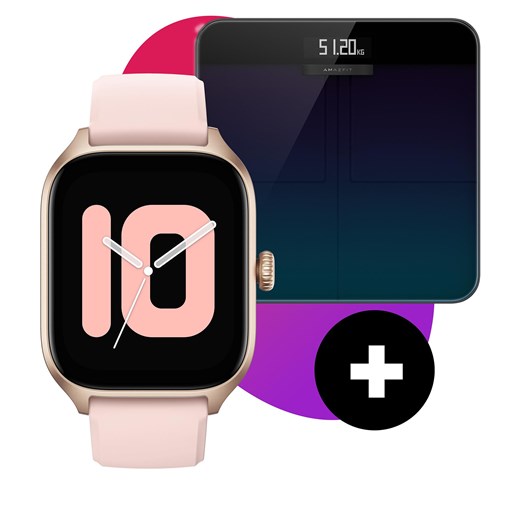 Zestaw smartwatch z wagą Smart Scale Amazfit Gts 4 A2168 Rosebud Pink/Smart Scale ze sklepu eobuwie.pl w kategorii Zegarki - zdjęcie 166806263