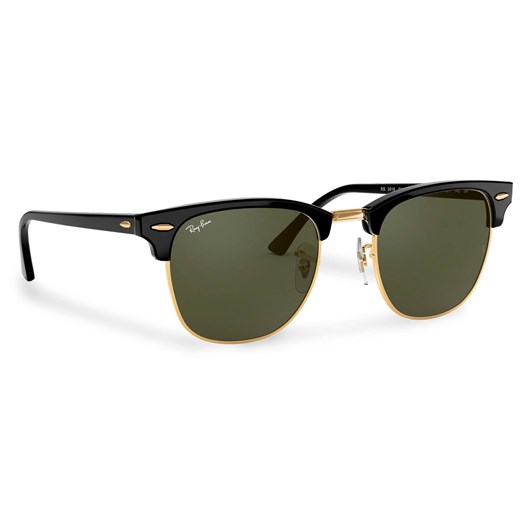 Okulary przeciwsłoneczne Ray-Ban Clubmaster 0RB3016 W0365 Black/Green Classic 51 eobuwie.pl