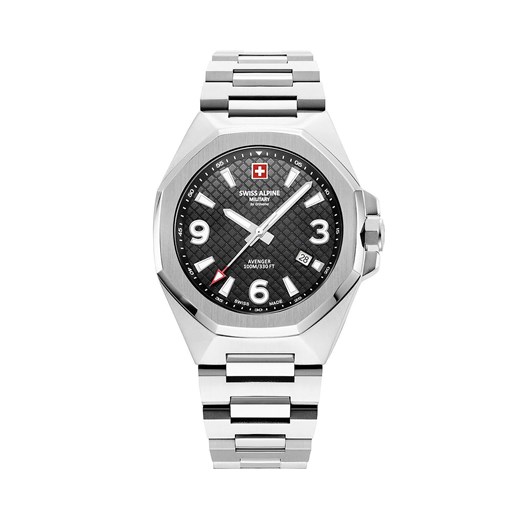 Zegarek Swiss Alpine Military 7005.1137 Silver/Black Swiss Alpine Military one size wyprzedaż eobuwie.pl