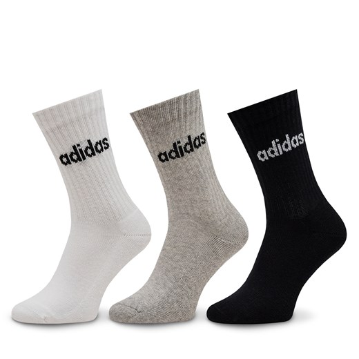 Skarpety wysokie unisex adidas Linear Crew Cushioned Socks 3 Pairs IC1302 medium grey heather/white/black ze sklepu eobuwie.pl w kategorii Skarpetki męskie - zdjęcie 166817314