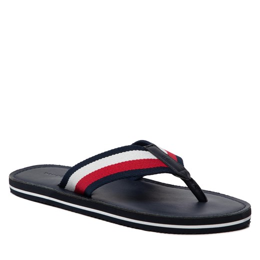 Japonki Tommy Hilfiger Elevated Leather Beach Sandal FM0FM03980 Desert Sky DW5 Tommy Hilfiger 40 eobuwie.pl