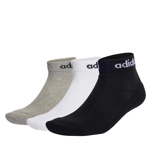 Skarpety Niskie Unisex adidas Linear Ankle Socks Cushioned Socks 3 Pairs IC1304 medium grey heather/white/black ze sklepu eobuwie.pl w kategorii Skarpetki damskie - zdjęcie 166825024