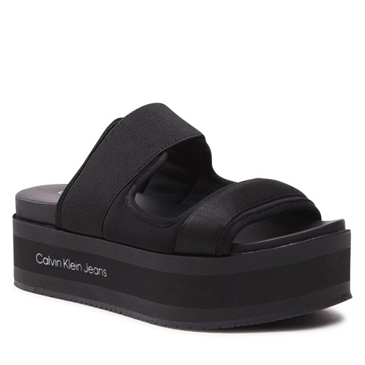 Klapki Calvin Klein Jeans Flatporm Sandal Webb YW0YW01074 Black/Lavender Aura 41 eobuwie.pl