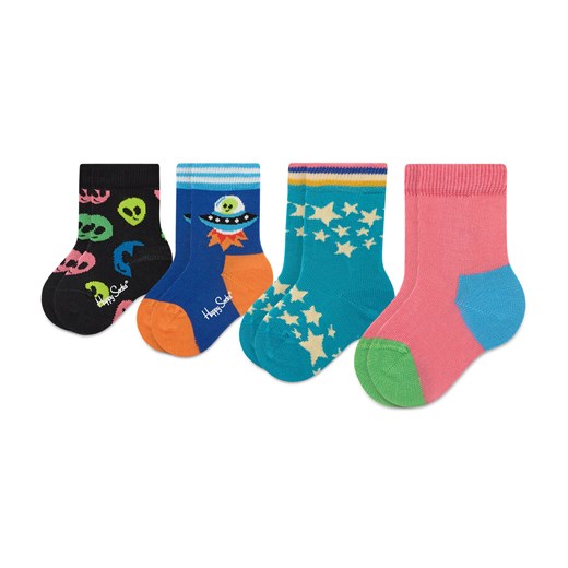 Zestaw 4 par wysokich skarpet dziecięcych Happy Socks XKSPC09-0200 Kolorowy ze sklepu eobuwie.pl w kategorii Skarpetki dziecięce - zdjęcie 166829221