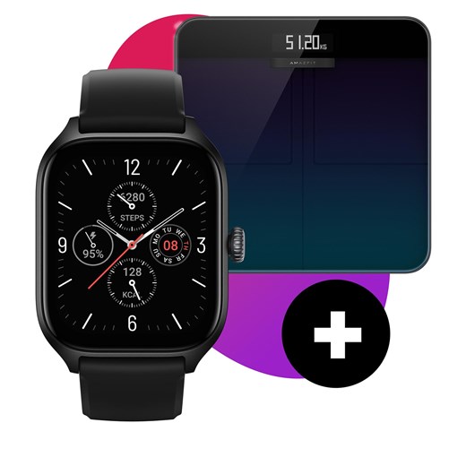 Zestaw smartwatch z wagą Smart Scale Amazfit Gts 4 A2168 Czarny ze sklepu eobuwie.pl w kategorii Zegarki - zdjęcie 166845092