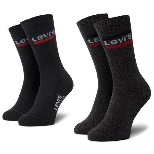 Zestaw 2 par wysokich skarpet unisex Levi's® 37157-0153 Mid Grey/Black 39/42 eobuwie.pl