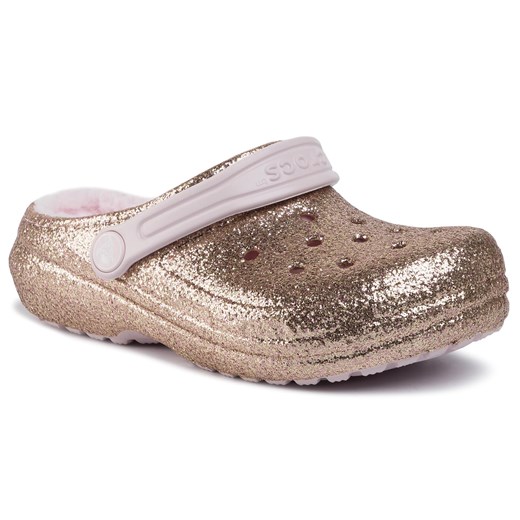 Klapki Crocs Classic Glitter Lined Clog K 205937 Gold/Barely Pink Crocs 25.5 okazja eobuwie.pl
