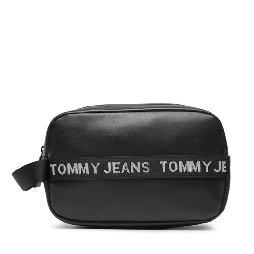 Kosmetyczka Tommy Jeans Tjm Essential Leather Washbag AM0AM11425 Czarny ze sklepu eobuwie.pl w kategorii Kosmetyczki męskie - zdjęcie 166865900
