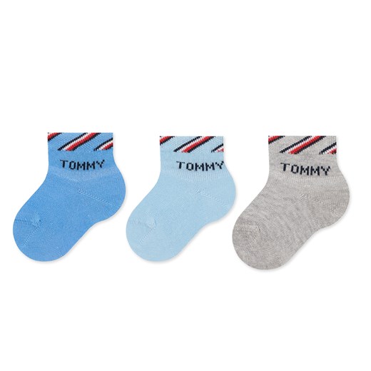 Zestaw 3 par wysokich skarpet dziecięcych Tommy Hilfiger 701220277 Blue Combo Tommy Hilfiger 11/14 wyprzedaż eobuwie.pl
