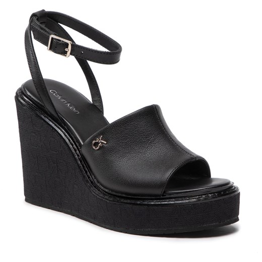 Sandały Calvin Klein Wedge 70 Arch Stit-Jq HW0HW01129 Ck Black BAX Calvin Klein 40 eobuwie.pl