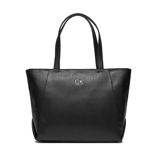 Torebka Calvin Klein Re-Lock Seasonal Shopper Lg K60K611334 Czarny ze sklepu eobuwie.pl w kategorii Torby Shopper bag - zdjęcie 166879701