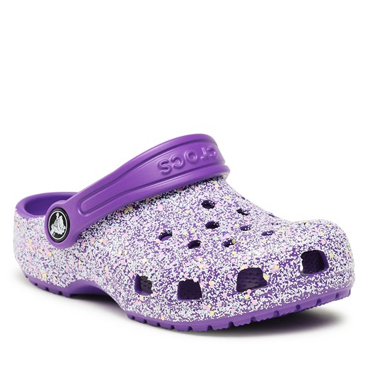 Klapki Crocs Crocs Classic Glitter Clog K 206993 Neon Purple/Multi 573 Crocs 30.5 okazyjna cena eobuwie.pl