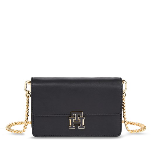Torebka Tommy Hilfiger Pushlock Leather Small Crossover AW0AW15227 Black BDS Tommy Hilfiger one size promocyjna cena eobuwie.pl