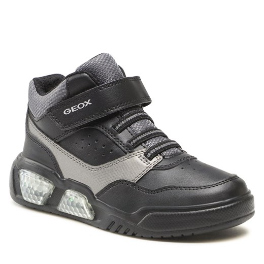 Sneakersy Geox J Illuminus Boy J36GVB 05411 C0005 S Black/Dk Grey Geox 30 okazyjna cena eobuwie.pl