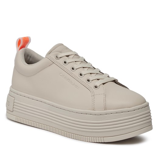 Buty sportowe damskie beżowe Calvin Klein sneakersy wiązane