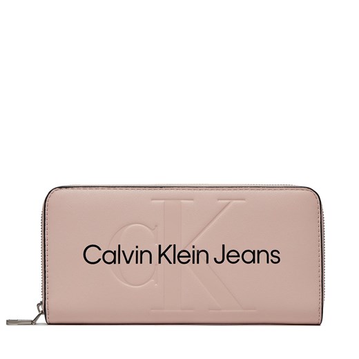 Duży Portfel Damski Calvin Klein Jeans Sculpted Mono Zip Around Mono K60K607634 Różowy ze sklepu eobuwie.pl w kategorii Portfele damskie - zdjęcie 166885194